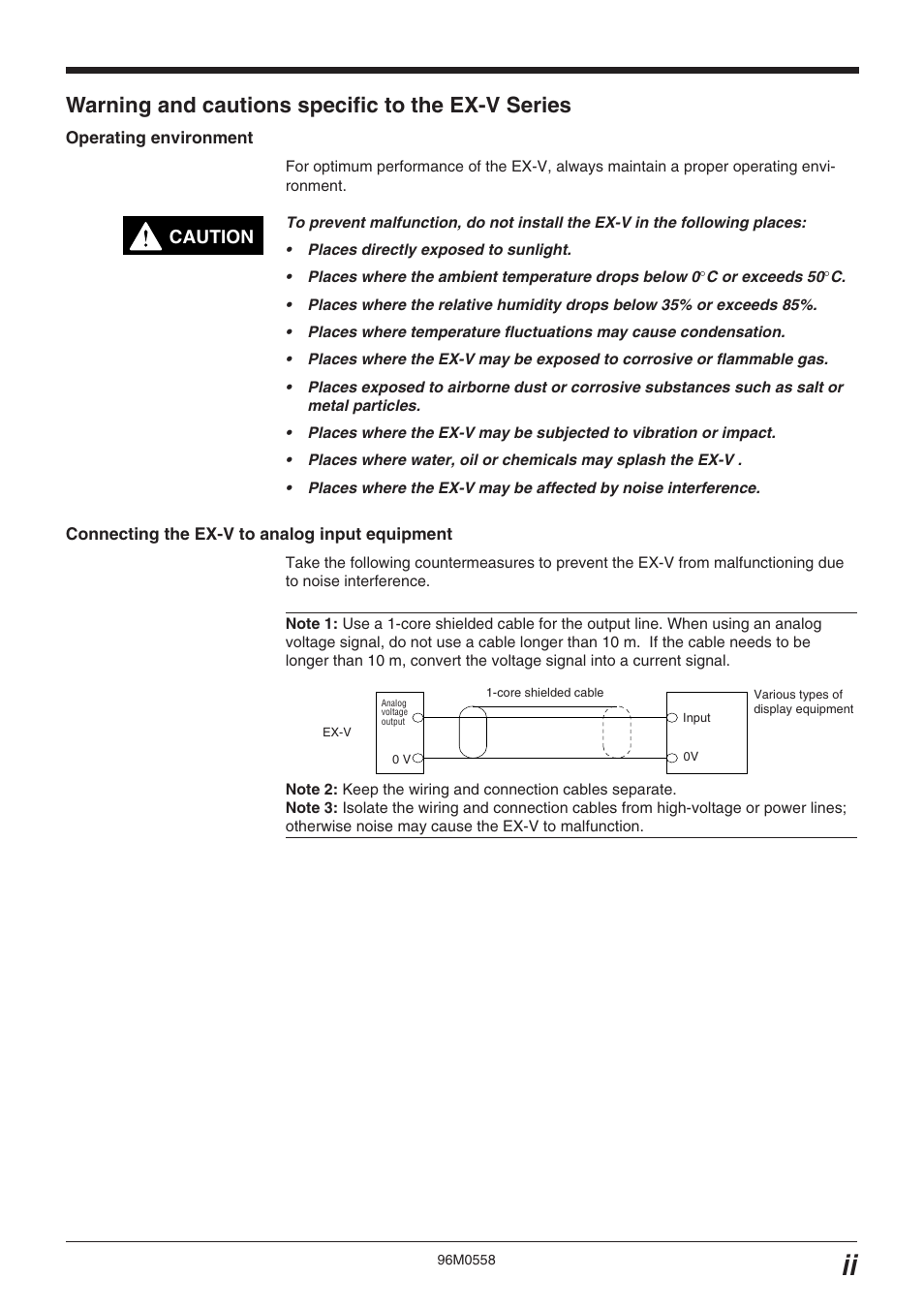 Warning and cautions specific to the ex-v series | KEYENCE EX-V Series User Manual | Page 3 / 120