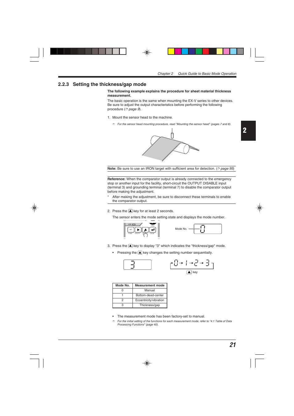 3 setting the thickness/gap mode | KEYENCE EX-V Series User Manual | Page 31 / 120