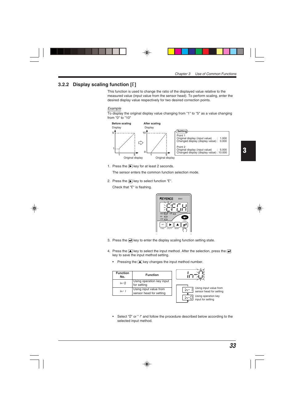 2 display scaling function [e, 2 display scaling function [ e | KEYENCE EX-V Series User Manual | Page 43 / 120