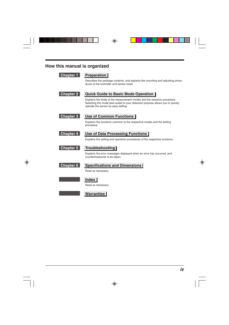 How this manual is organized | KEYENCE EX-V Series User Manual | Page 5 / 120