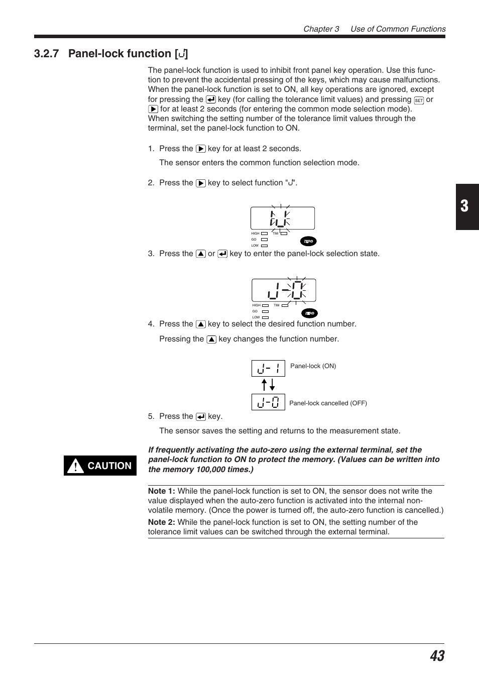 7 panel-lock function [j, 7 panel-lock function [ j | KEYENCE EX-V Series User Manual | Page 53 / 120