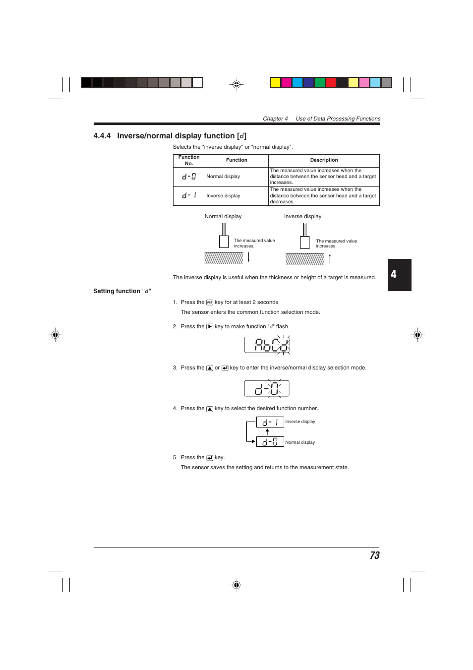 4 inverse/normal display function [d, 4 inverse/normal display function [ d | KEYENCE EX-V Series User Manual | Page 83 / 120