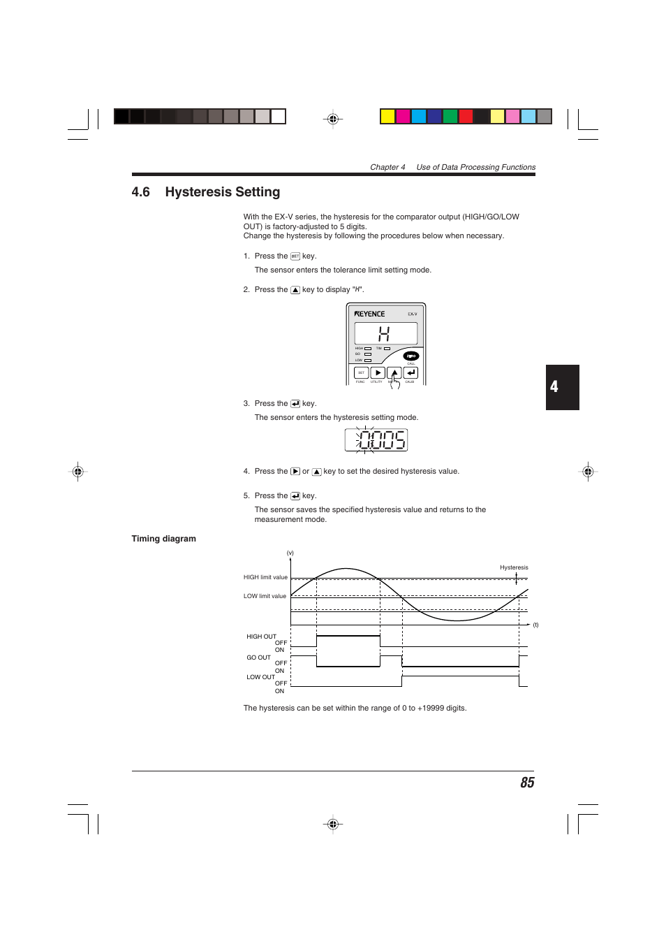 6 hysteresis setting | KEYENCE EX-V Series User Manual | Page 95 / 120