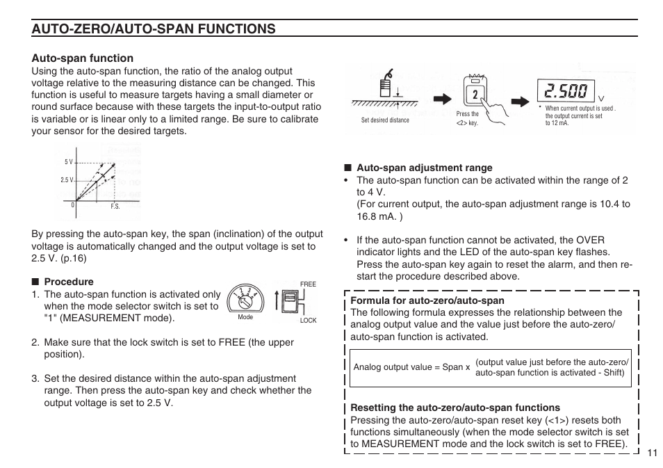 Auto-zero/auto-span functions, Auto-span function | KEYENCE EX-500(W) Series User Manual | Page 11 / 16