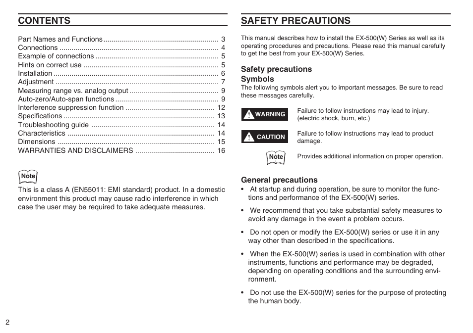 KEYENCE EX-500(W) Series User Manual | Page 2 / 16