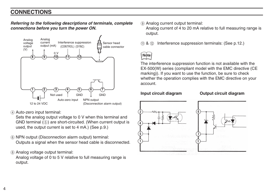 Connections | KEYENCE EX-500(W) Series User Manual | Page 4 / 16