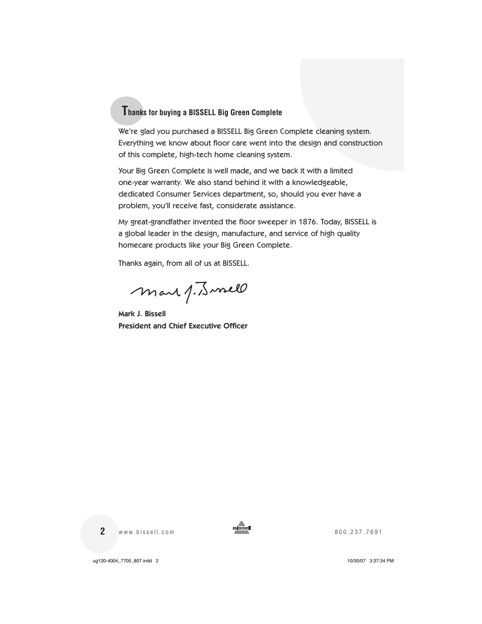 Bissell 7700 User Manual | Page 2 / 20