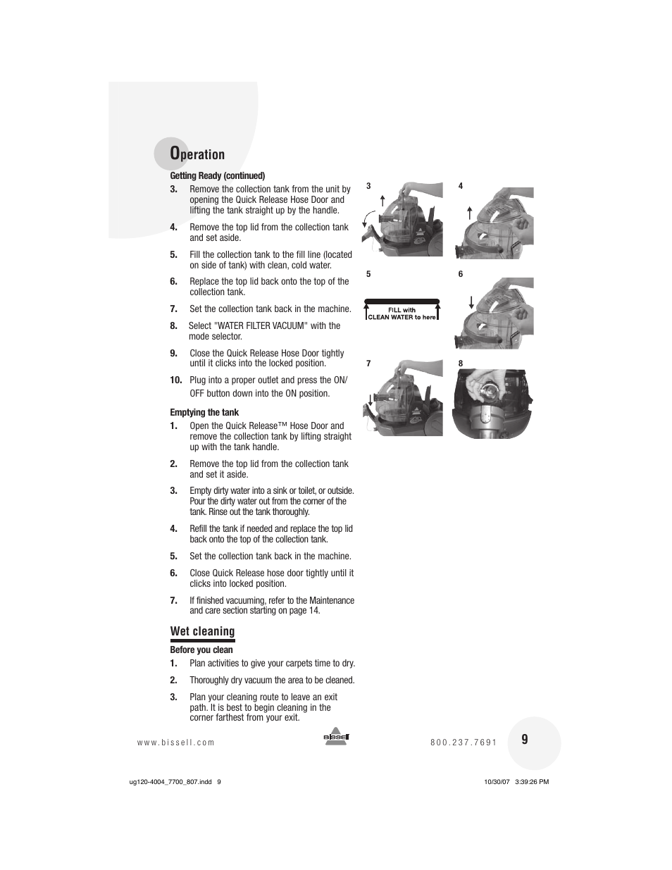 Peration 9 | Bissell 7700 User Manual | Page 9 / 20