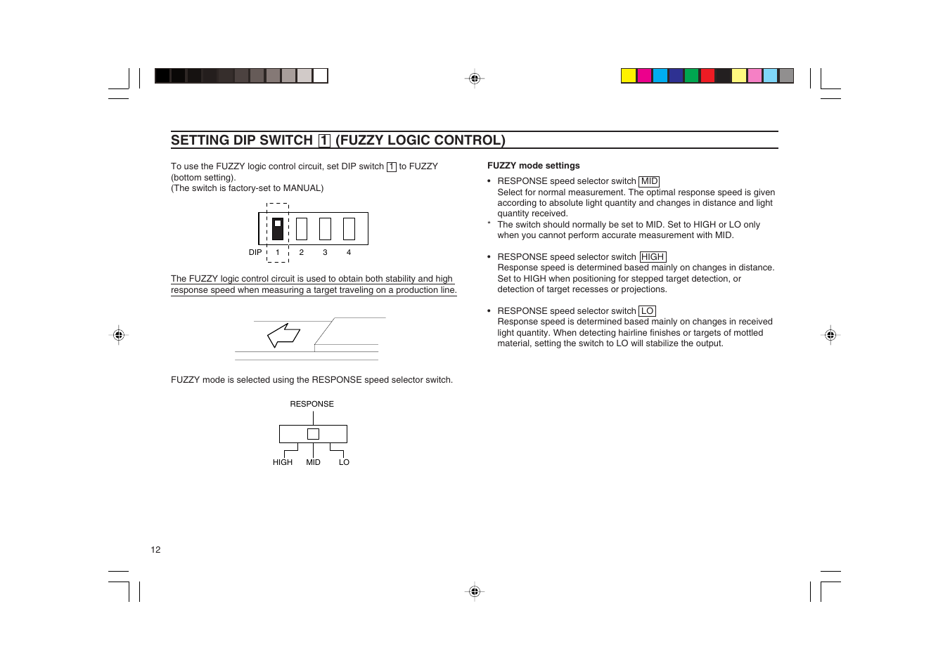 Setting dip switch [1] (fuzzy logic control), Setting dip switch 1 (fuzzy logic control) | KEYENCE LB-1000(W) User Manual | Page 12 / 24