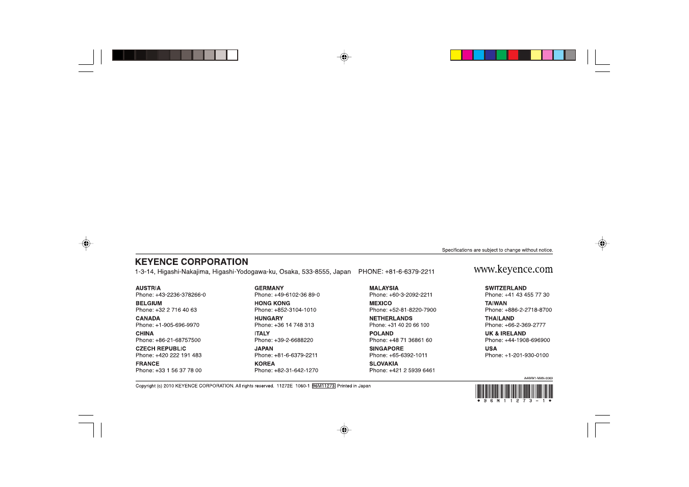 KEYENCE LB-70(W) Series User Manual | Page 20 / 20