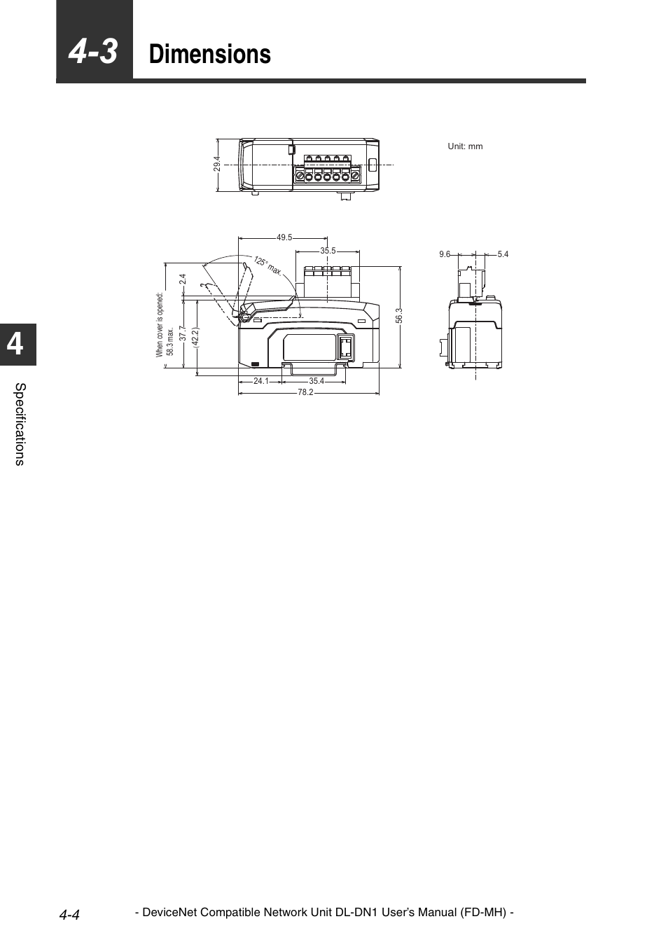 3 dimensions, Dimensions -4, Dimensions | KEYENCE DL-DN1 User Manual | Page 62 / 72