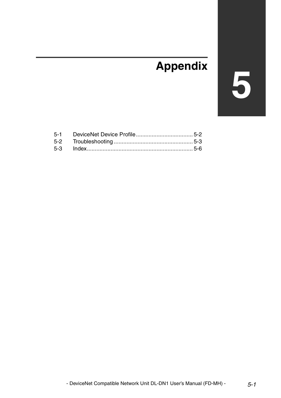 Chapter 5 appendix, Appendix | KEYENCE DL-DN1 User Manual | Page 63 / 72