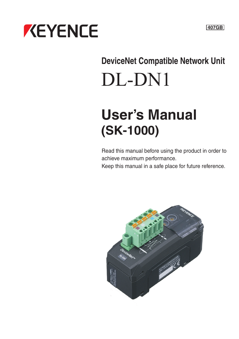 KEYENCE DL-DN1 User Manual | 76 pages