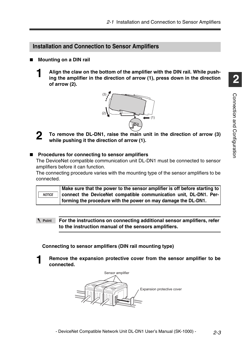 Installation and connection to sensor amplifiers | KEYENCE DL-DN1 User Manual | Page 19 / 76