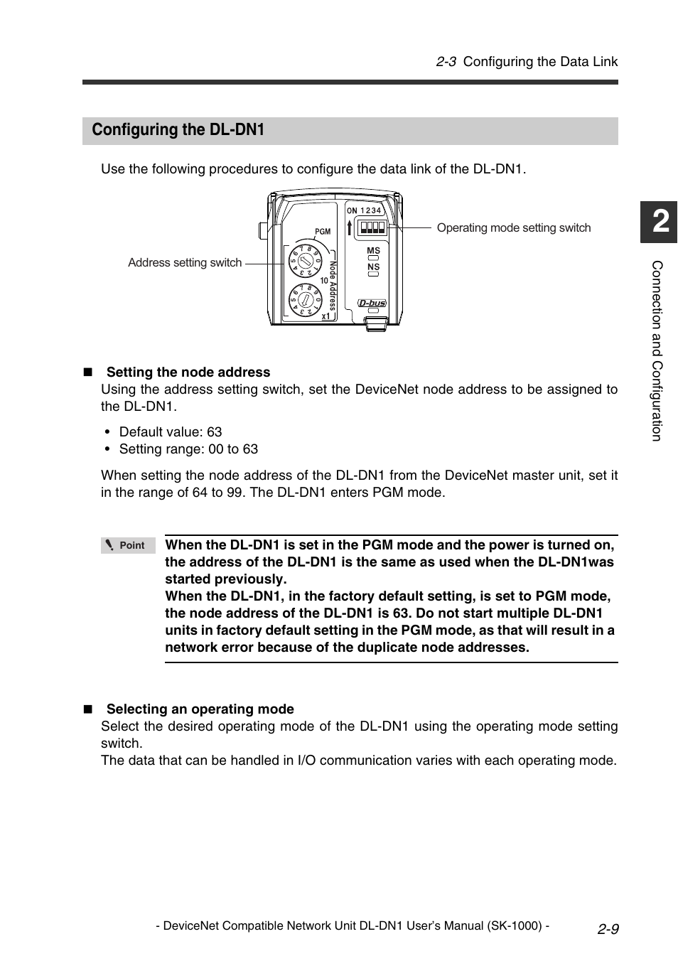 Configuring the dl-dn1, Configuring the dl-dn1 -9 | KEYENCE DL-DN1 User Manual | Page 25 / 76