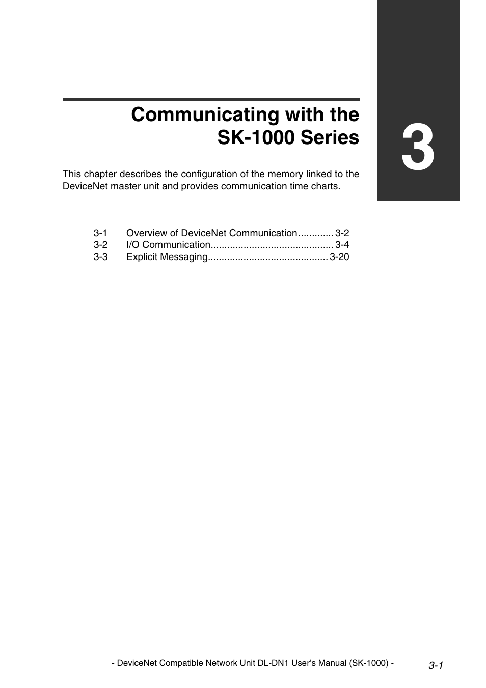Communicating with the sk-1000 series, Chapter 3 communicating with the, Sk-1000 series | KEYENCE DL-DN1 User Manual | Page 27 / 76