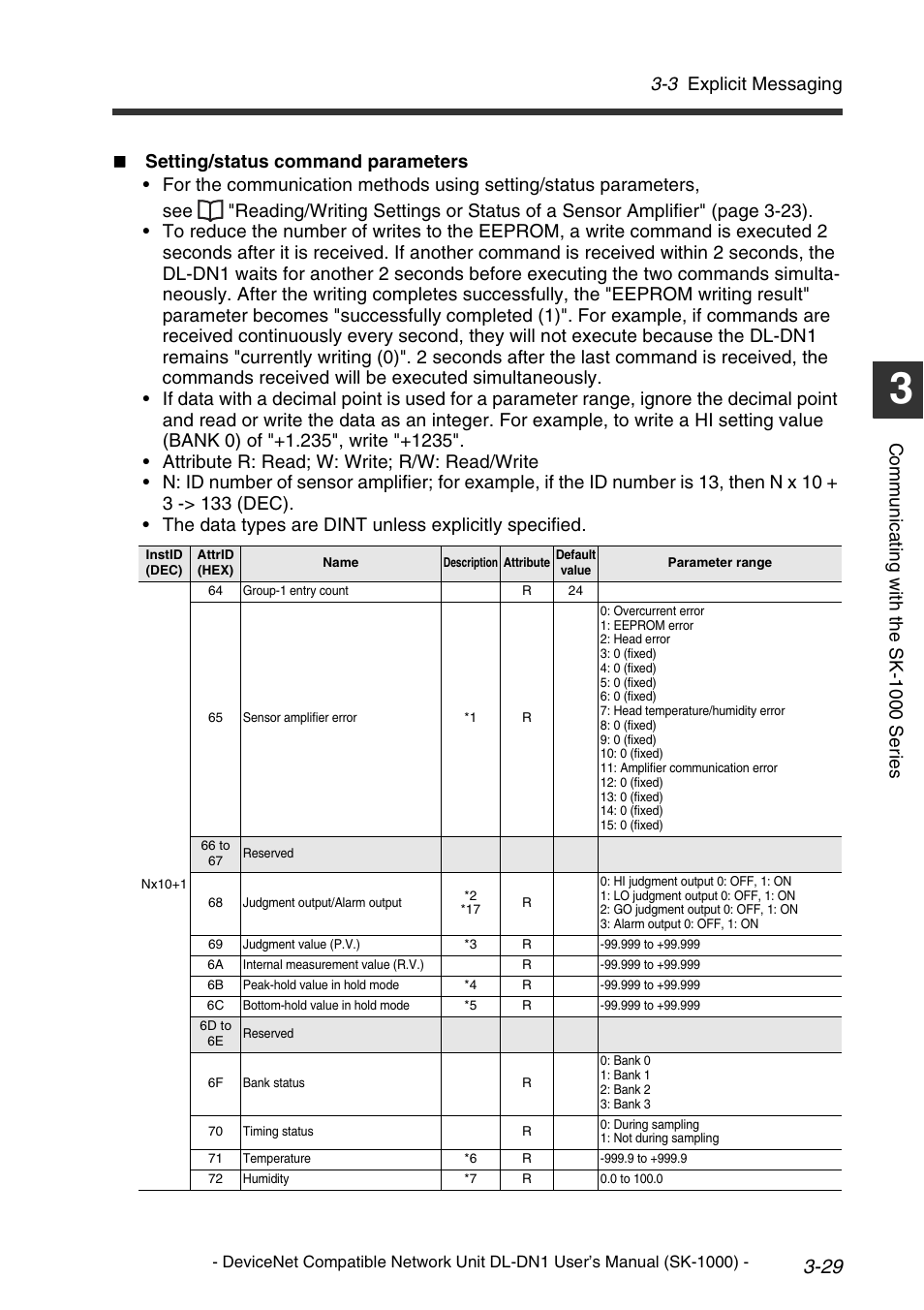 3 explicit messaging, Comm u nic a ti ng w it h th e sk-1 000 se ri es | KEYENCE DL-DN1 User Manual | Page 55 / 76