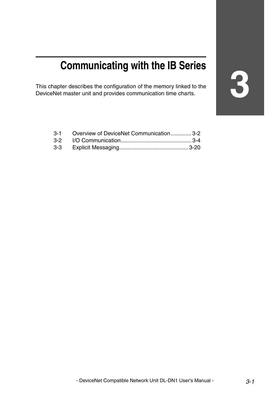 3 communicating with the ib series, Chapter 3 communicating with the ib series, Communicating with the ib series | KEYENCE DL-DN1 User Manual | Page 29 / 84