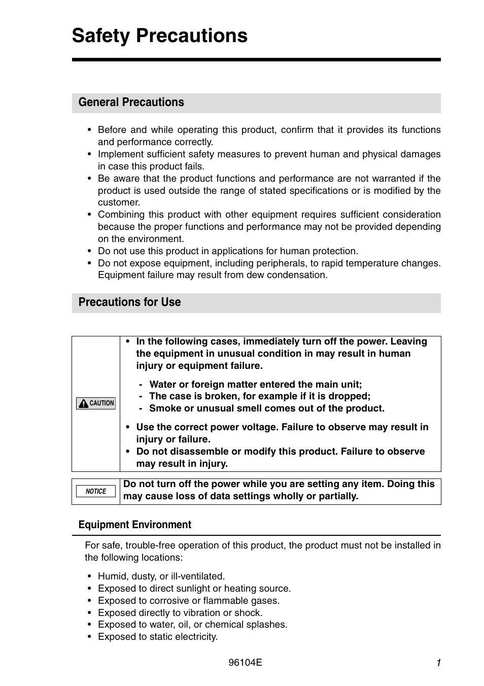 Safety precautions, General precautions, Precautions for use | KEYENCE DL-DN1 User Manual | Page 3 / 84