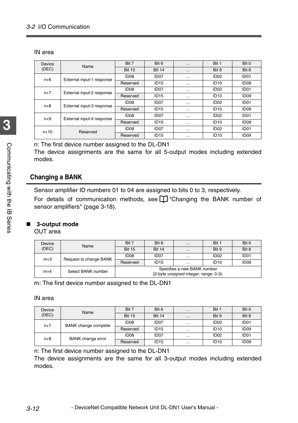 Changing a bank, 2 i/o communication | KEYENCE DL-DN1 User Manual | Page 40 / 84