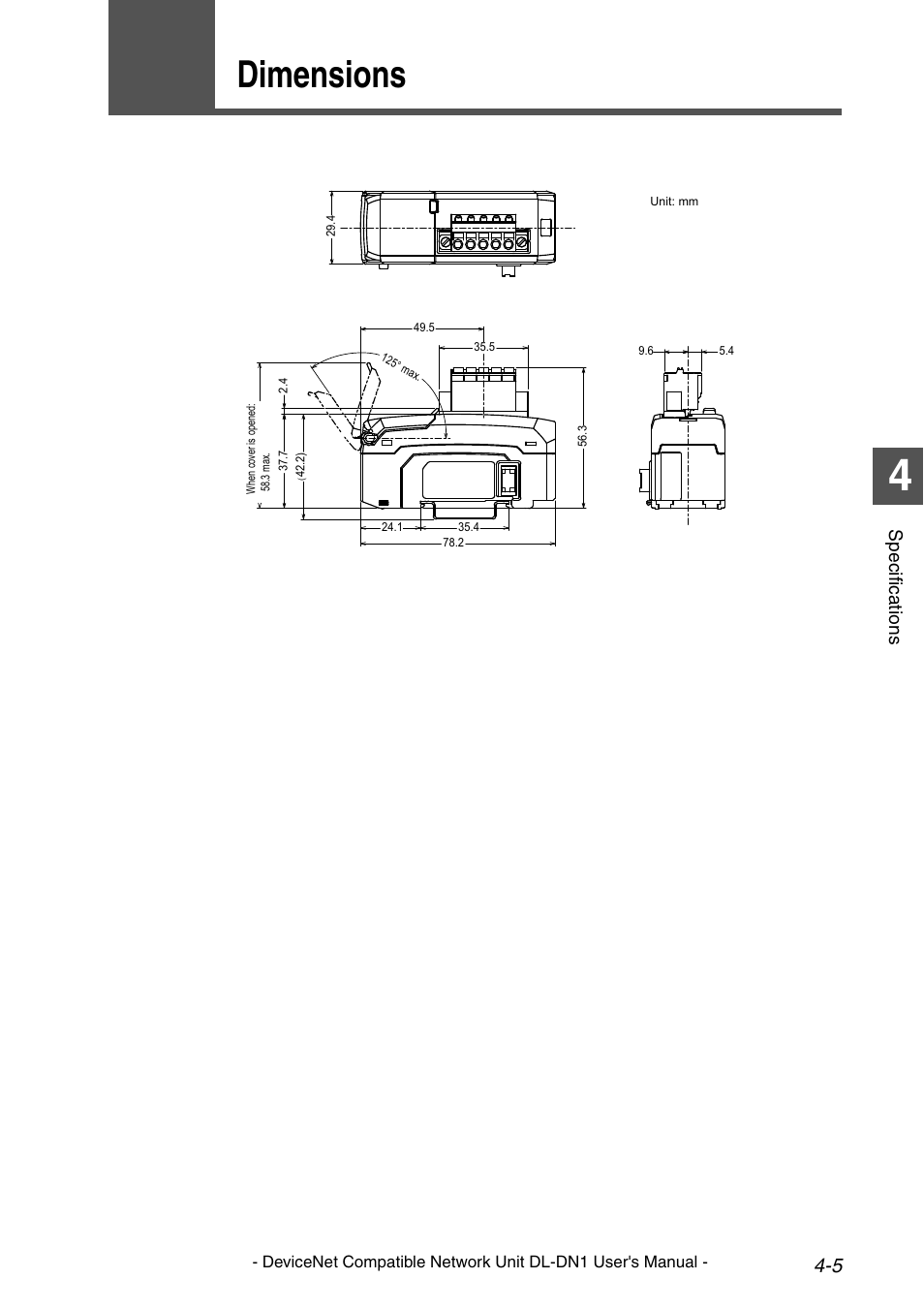 3 dimensions, Dimensions -5, Dimensions | KEYENCE DL-DN1 User Manual | Page 71 / 84