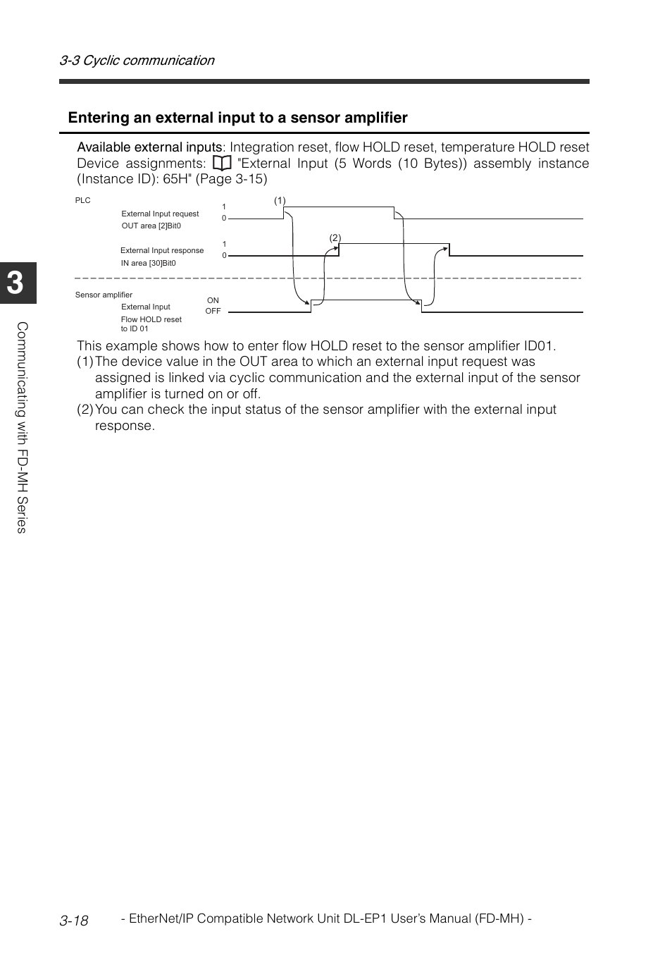 Entering an external input to a sensor amplifier | KEYENCE DL-EP1 User Manual | Page 46 / 120