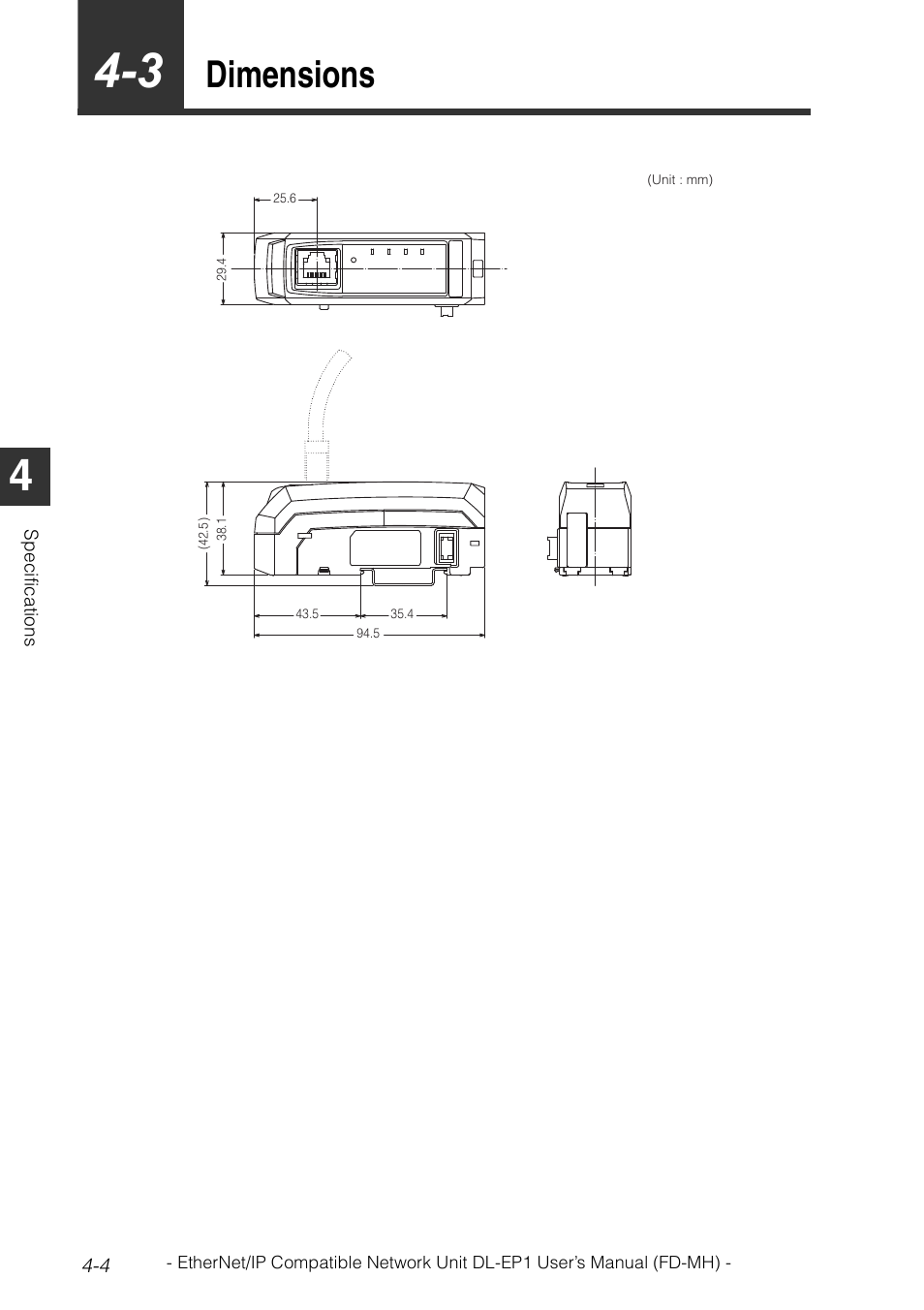 3 dimensions, Dimensions -4, Dimensions | KEYENCE DL-EP1 User Manual | Page 80 / 120