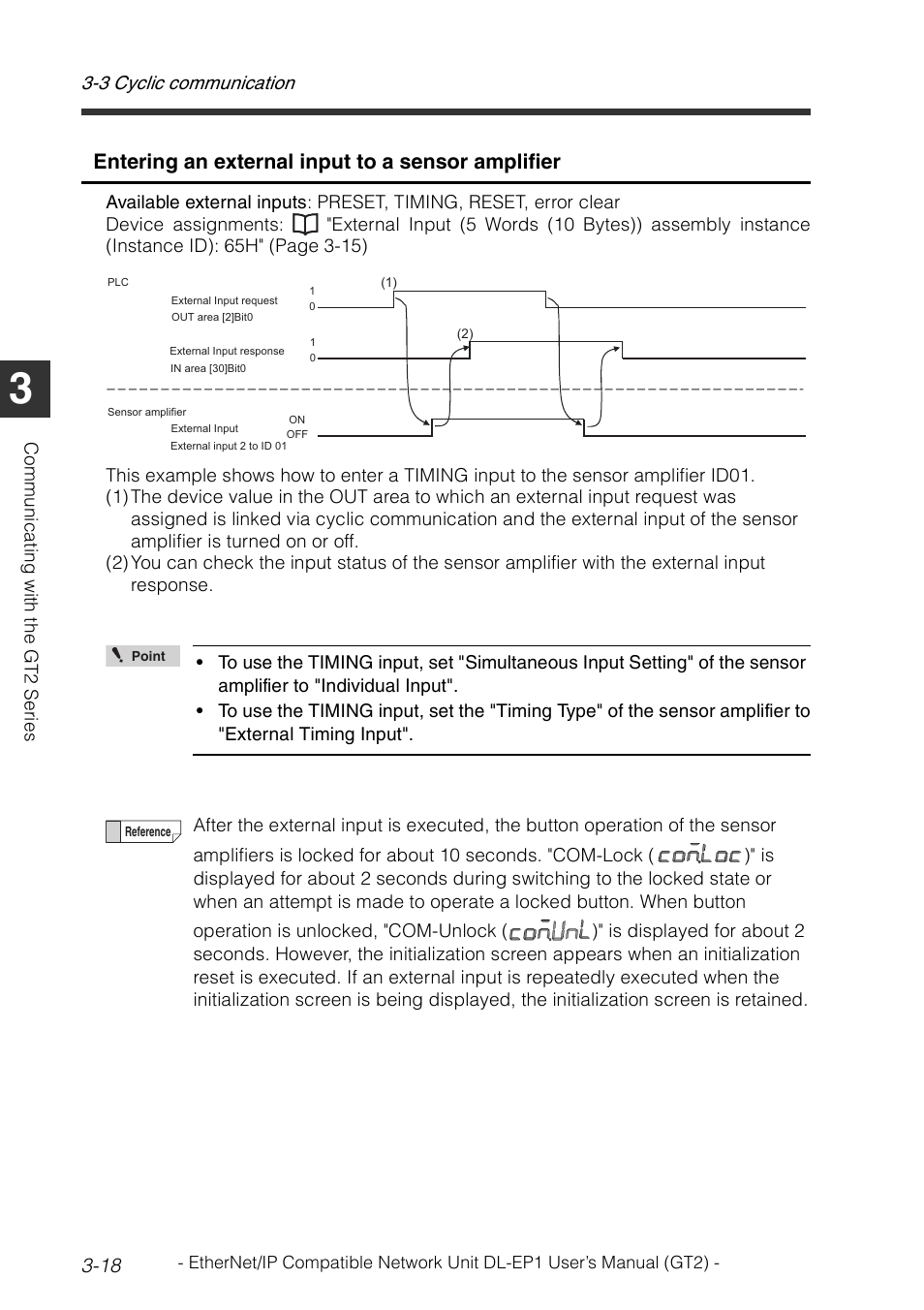 Entering an external input to a sensor amplifier | KEYENCE DL-EP1 User Manual | Page 48 / 128