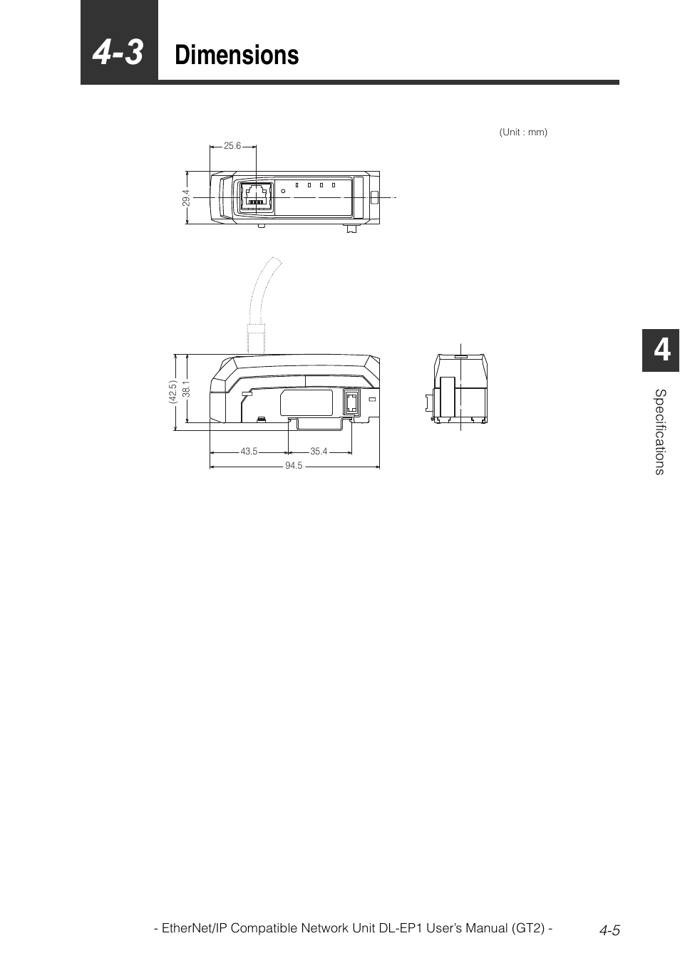 3 dimensions, Dimensions -5, Dimensions | KEYENCE DL-EP1 User Manual | Page 87 / 128