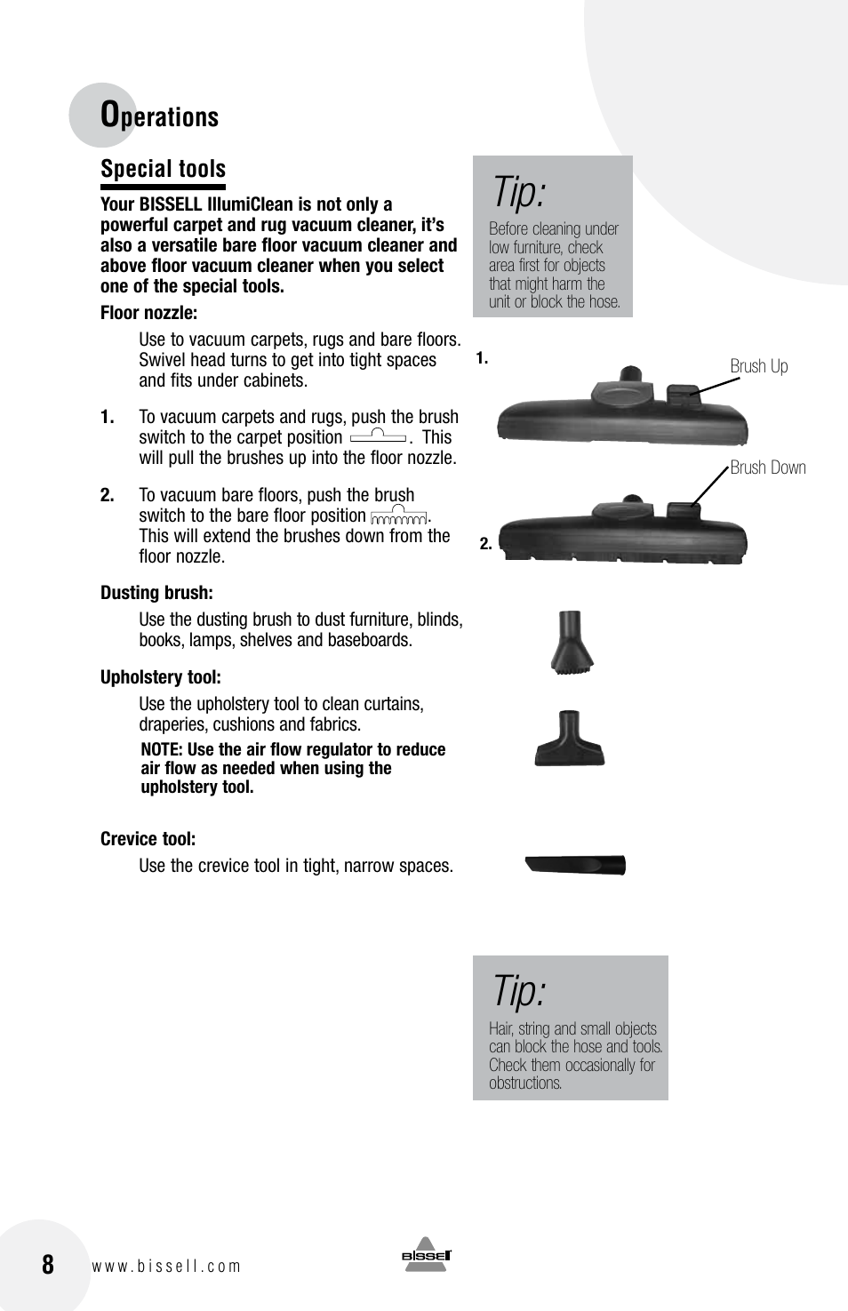 Perations | Bissell 68G9S User Manual | Page 8 / 16