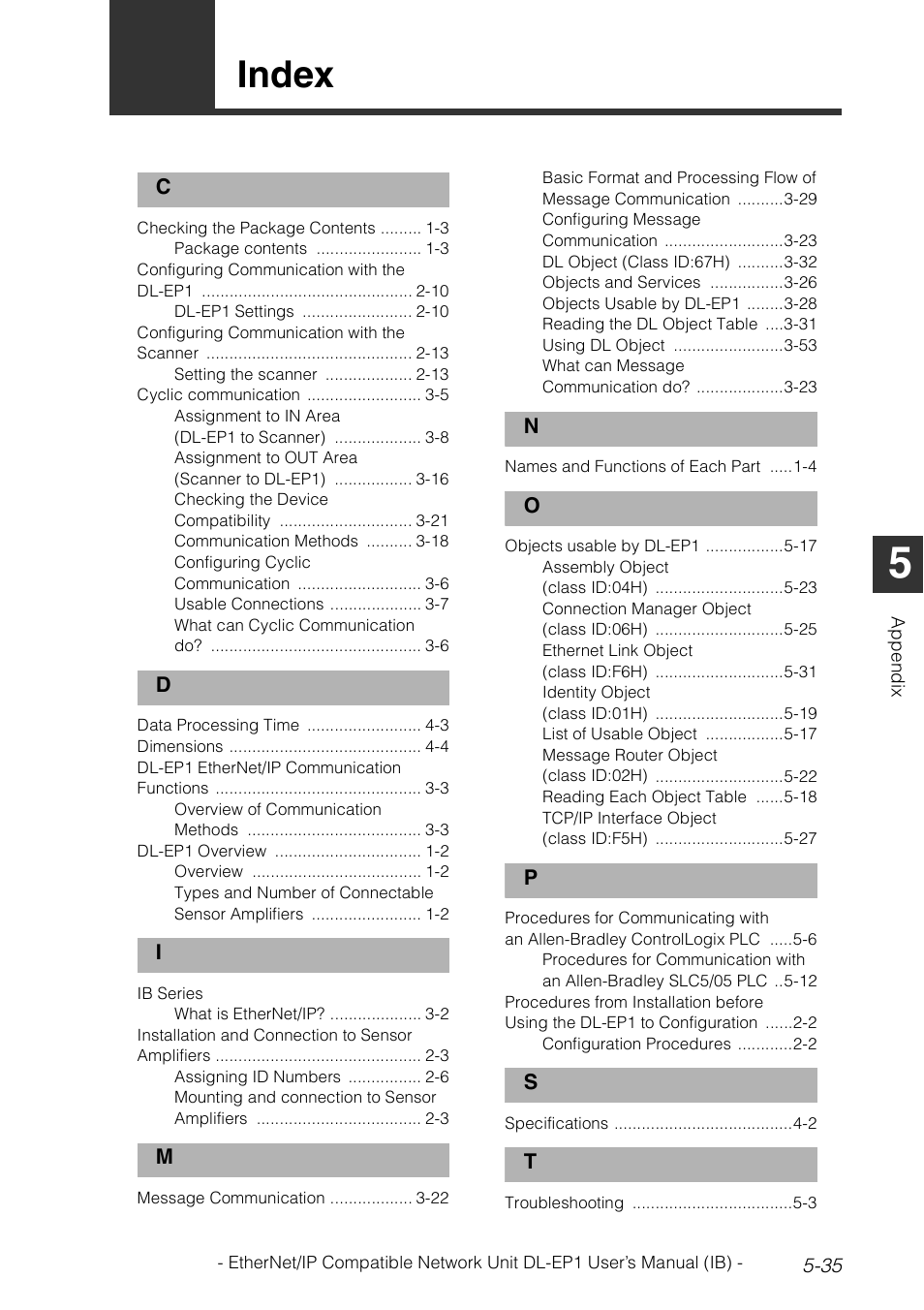 6 index, Index -35, Index | KEYENCE DL-EP1 User Manual | Page 129 / 134