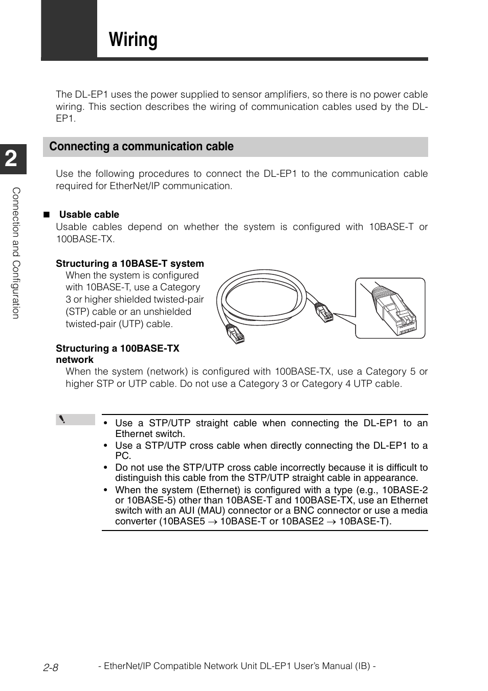 3 wiring, Connecting a communication cable, Connecting a communication cable -8 | Wiring -8, Wiring | KEYENCE DL-EP1 User Manual | Page 24 / 134