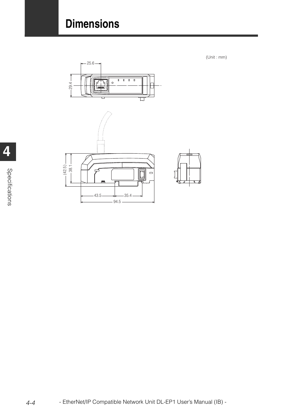 3 dimensions, Dimensions -4, Dimensions | KEYENCE DL-EP1 User Manual | Page 94 / 134