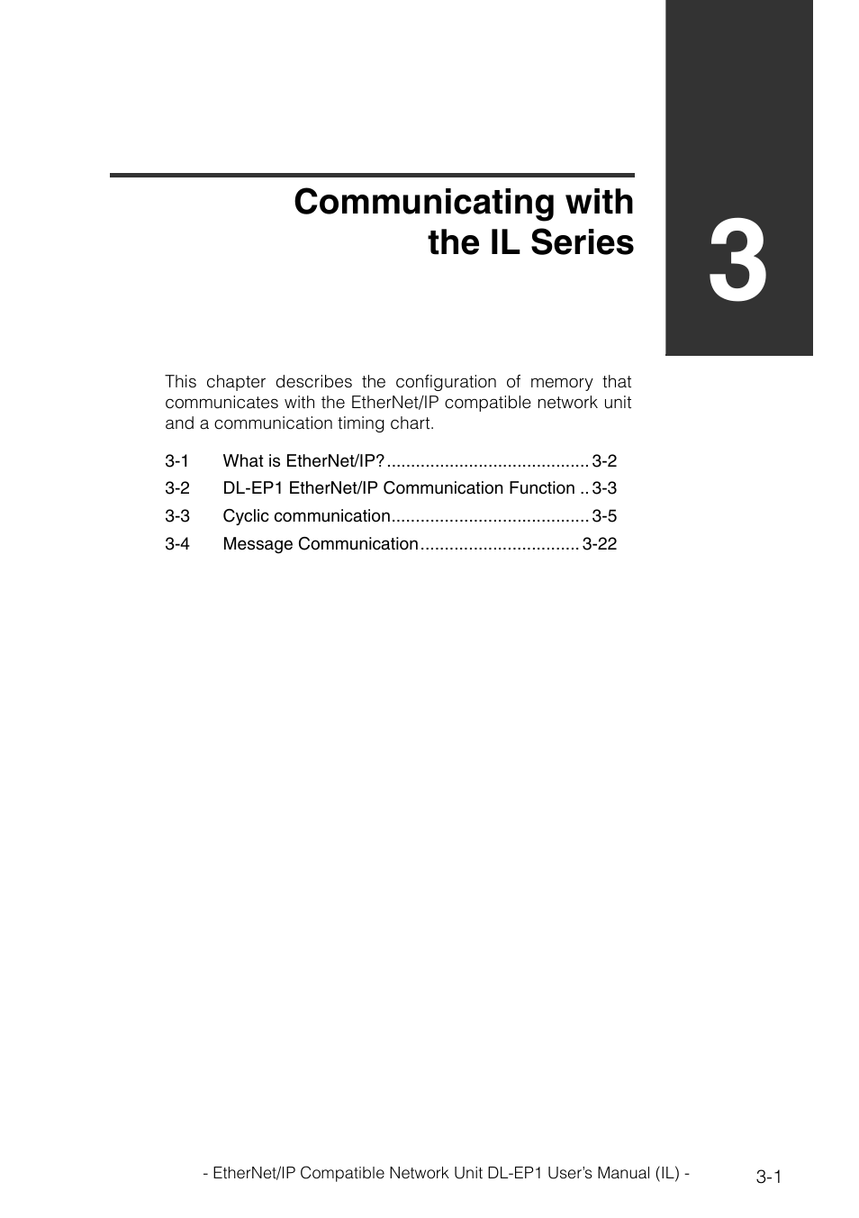 Chapter 3 communicating with the il series, Chapter 3, Communicating with the il series | KEYENCE DL-EP1 User Manual | Page 31 / 132