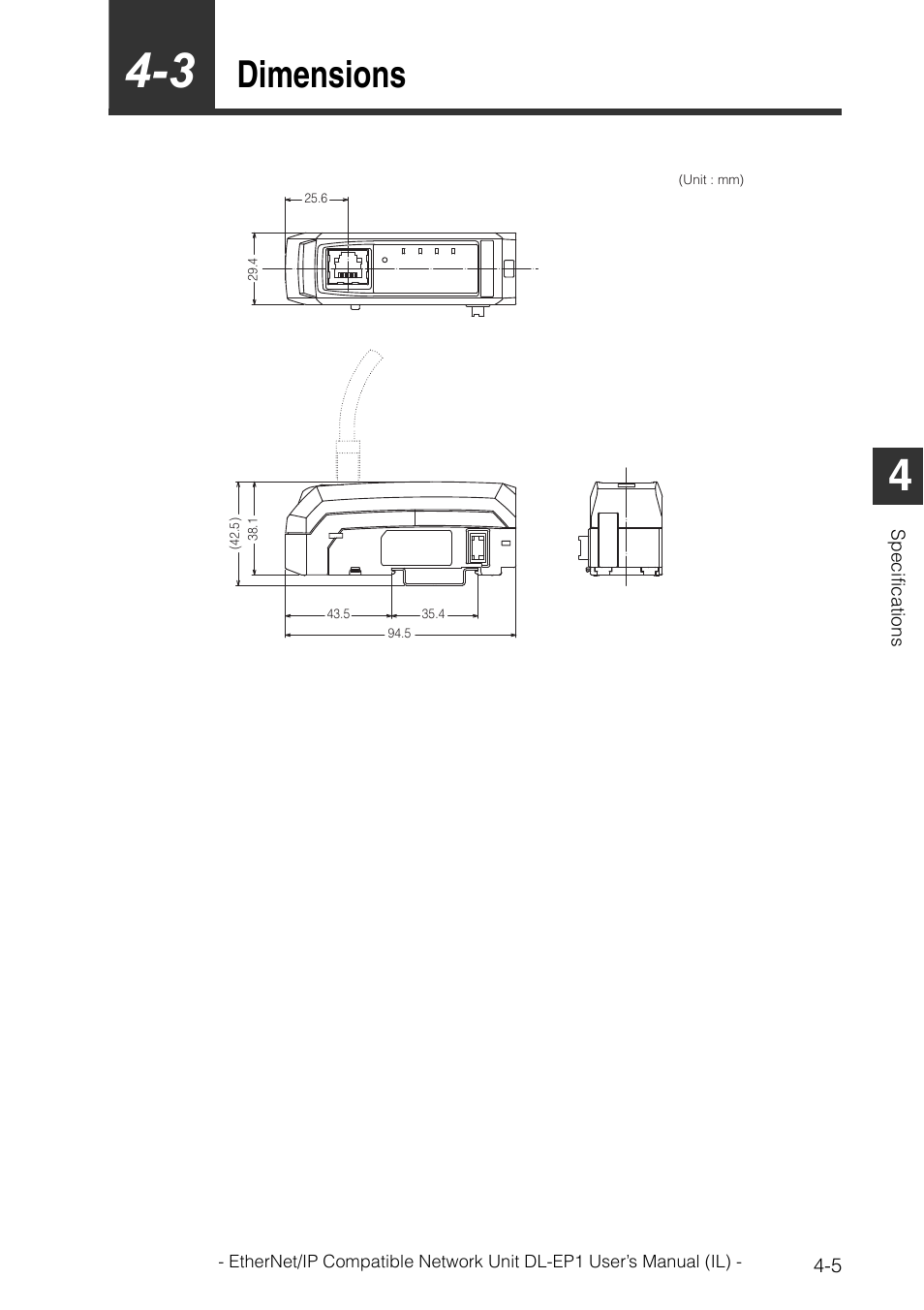 3 dimensions, Dimensions -5, Dimensions | KEYENCE DL-EP1 User Manual | Page 91 / 132