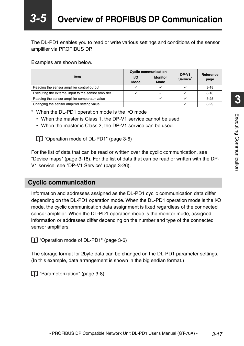 5 overview of profibus dp communication, Cyclic communication, Overview of profibus dp communication -17 | Overview of profibus dp communication | KEYENCE DL-PD1 User Manual | Page 39 / 68