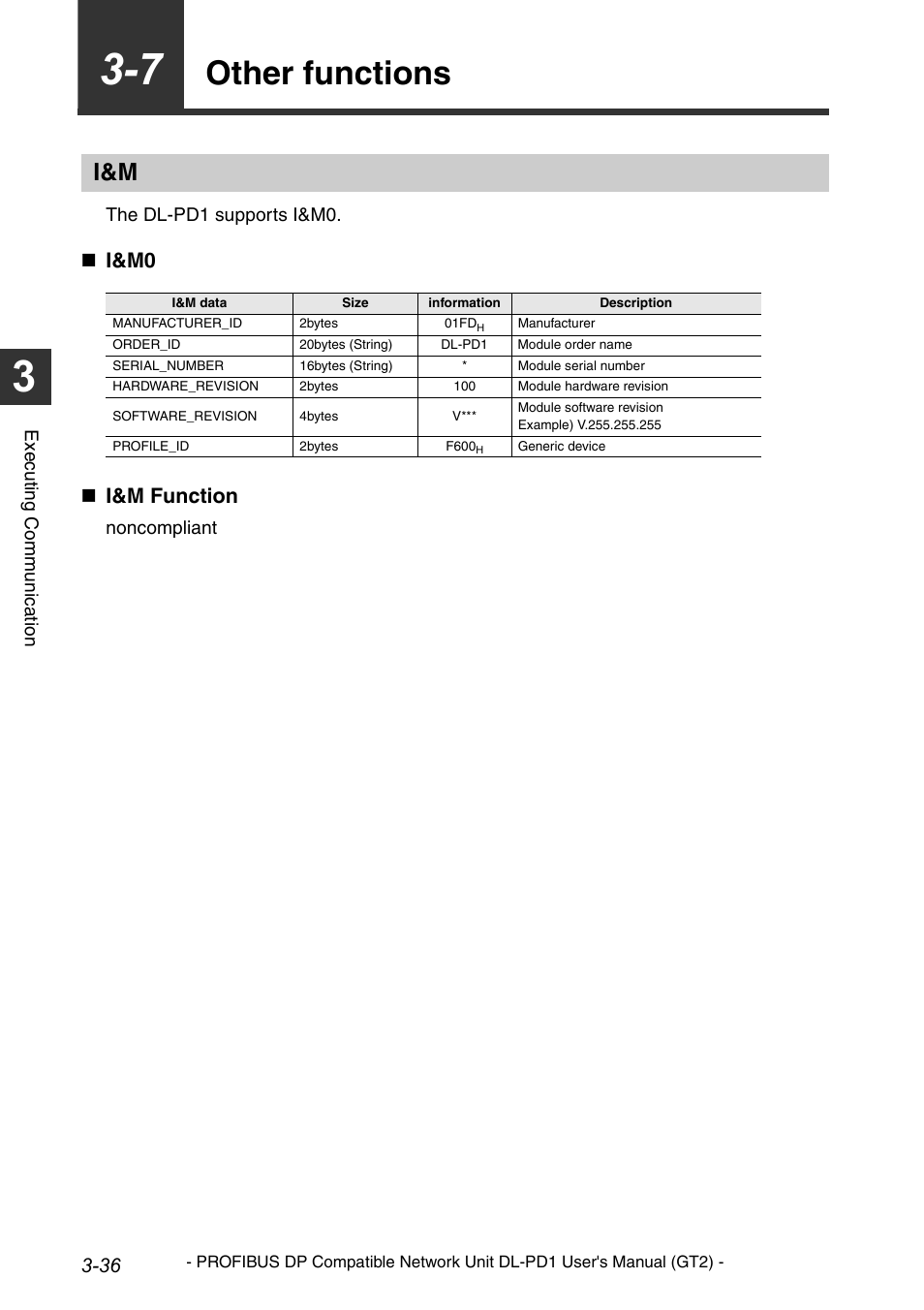 7 other functions, Other functions -36, I&m -36 | Other functions, I&m0  i&m function | KEYENCE DL-PD1 User Manual | Page 60 / 72