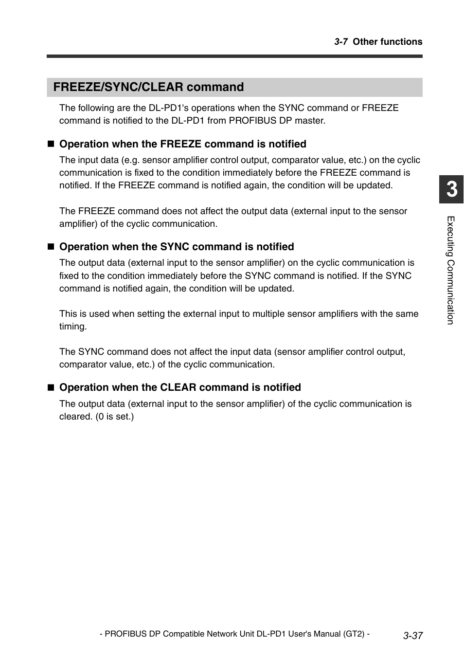 Freeze/sync/clear command, Freeze/sync/clear command -37 | KEYENCE DL-PD1 User Manual | Page 61 / 72