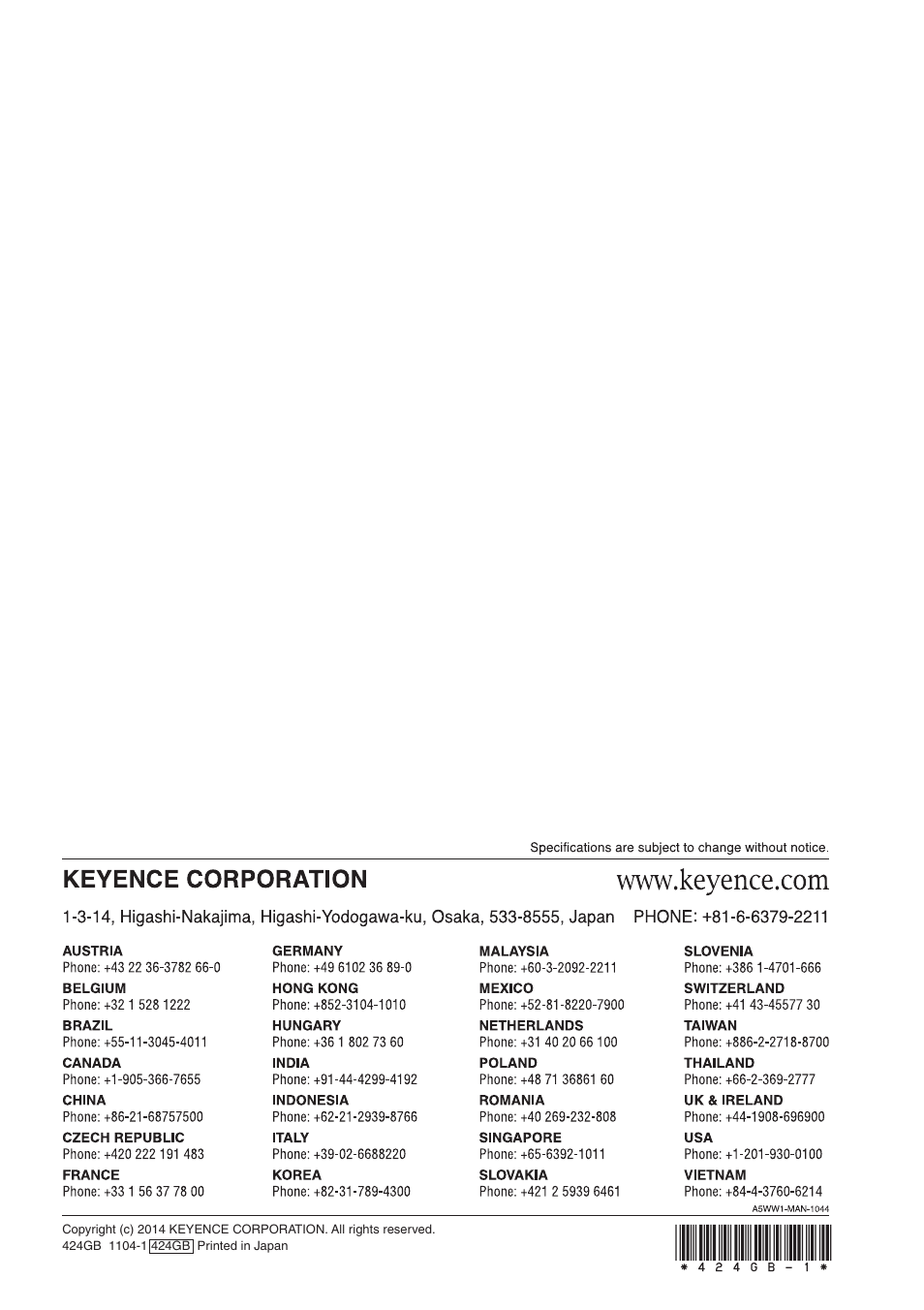 KEYENCE DL-PN1 User Manual | Page 32 / 32