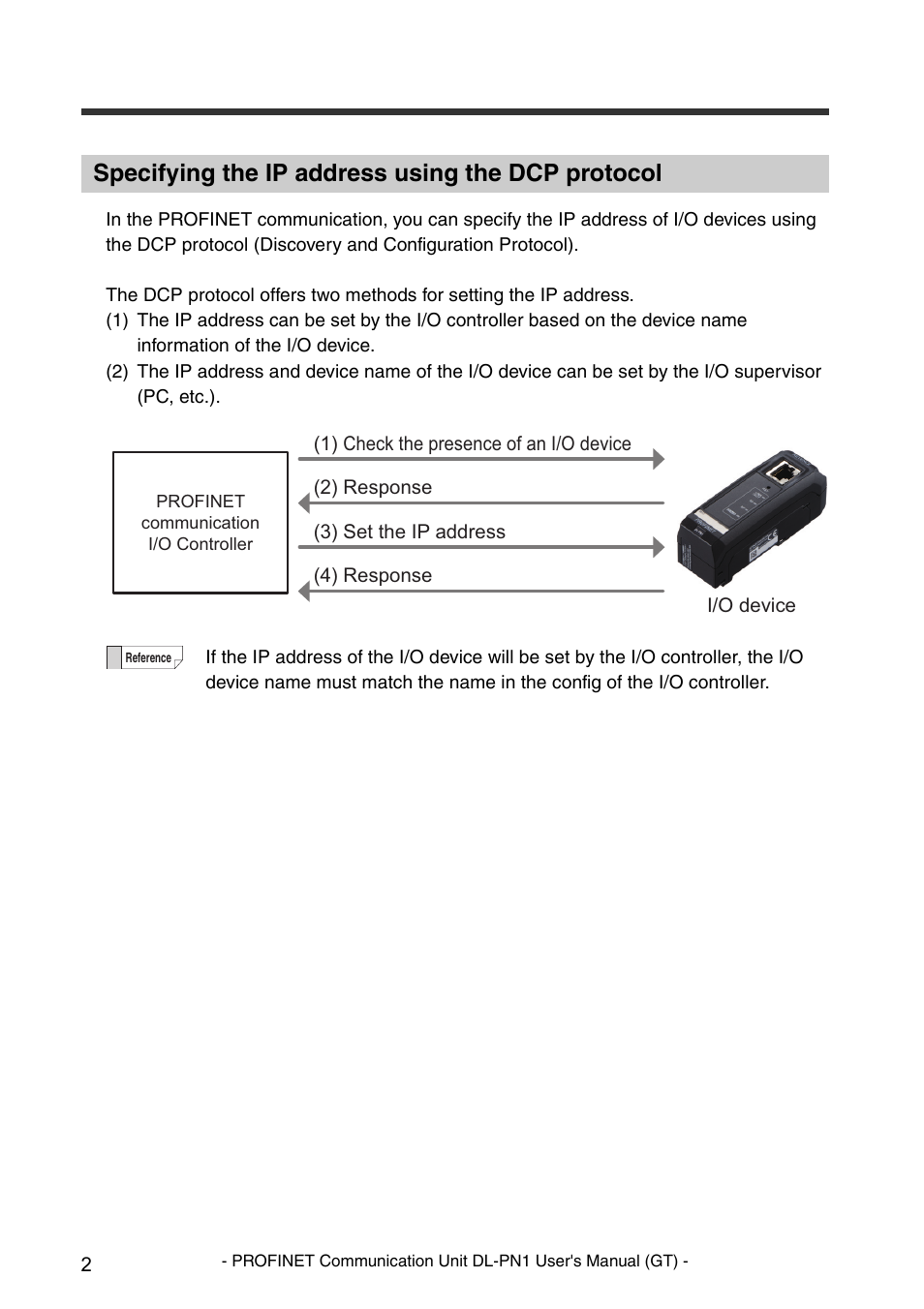 Specifying the ip address using the dcp protocol | KEYENCE DL-PN1 User Manual | Page 4 / 32