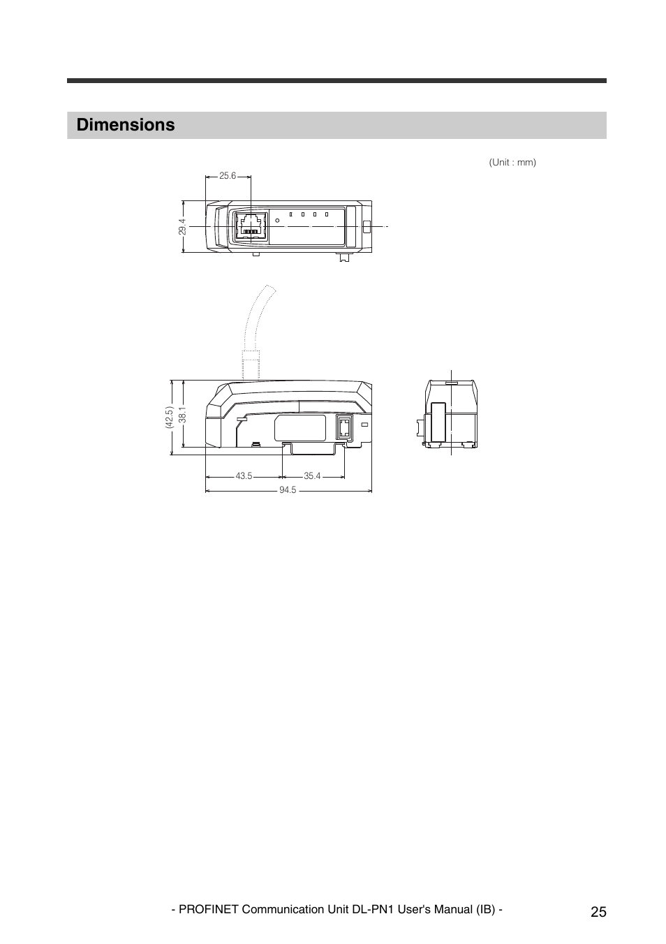 Dimensions | KEYENCE DL-PN1 User Manual | Page 27 / 36