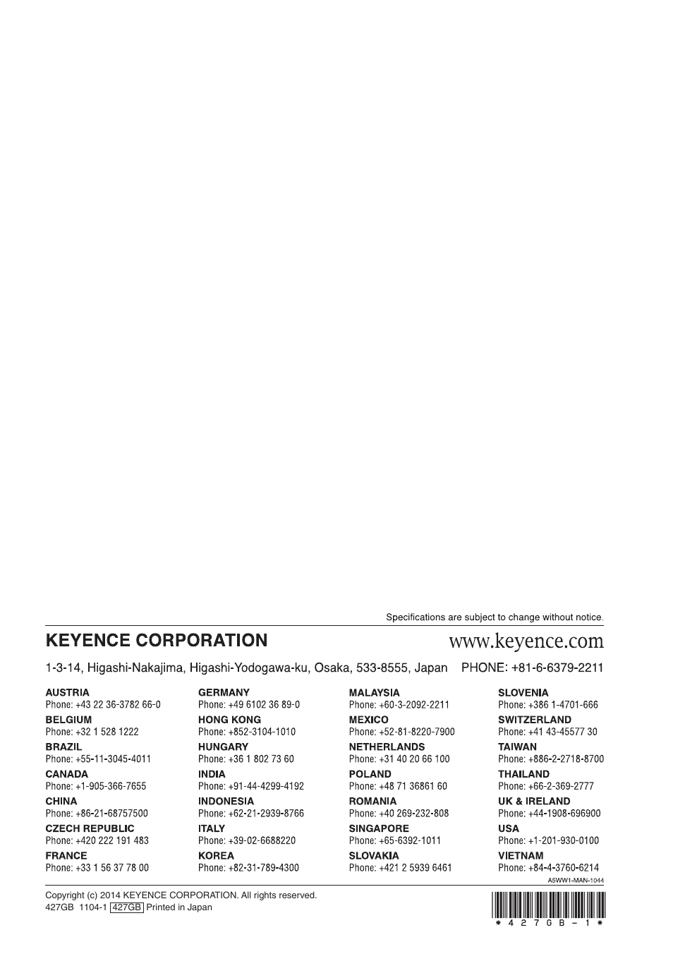 KEYENCE DL-PN1 User Manual | Page 36 / 36