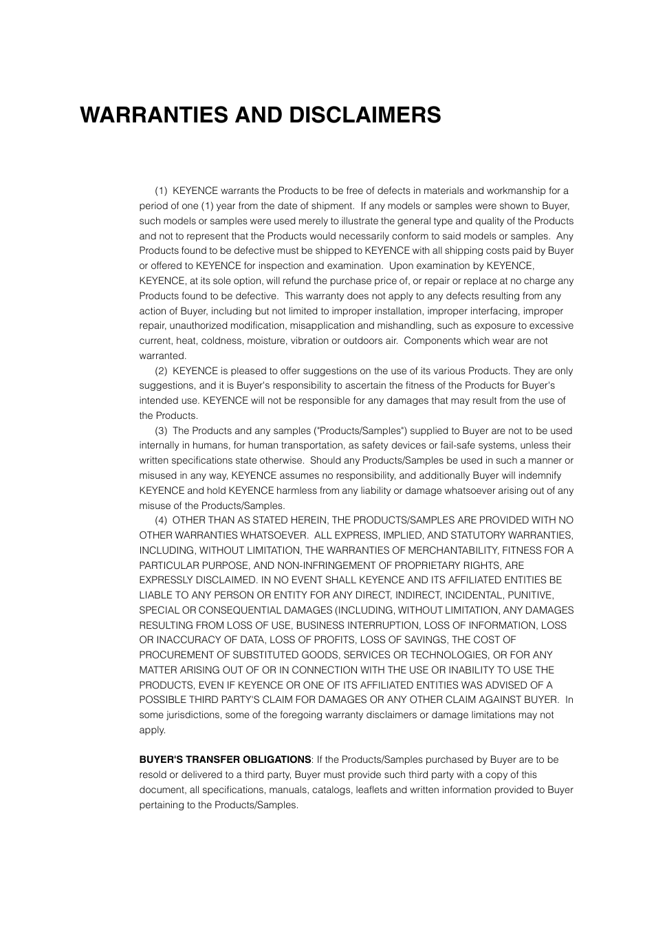 Warranties and disclaimers | KEYENCE DL-RB1A User Manual | Page 39 / 40