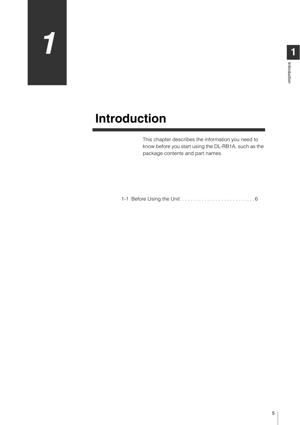 Chapter 1 introduction, Chapter 1, Introduction | KEYENCE DL-RB1A User Manual | Page 7 / 40