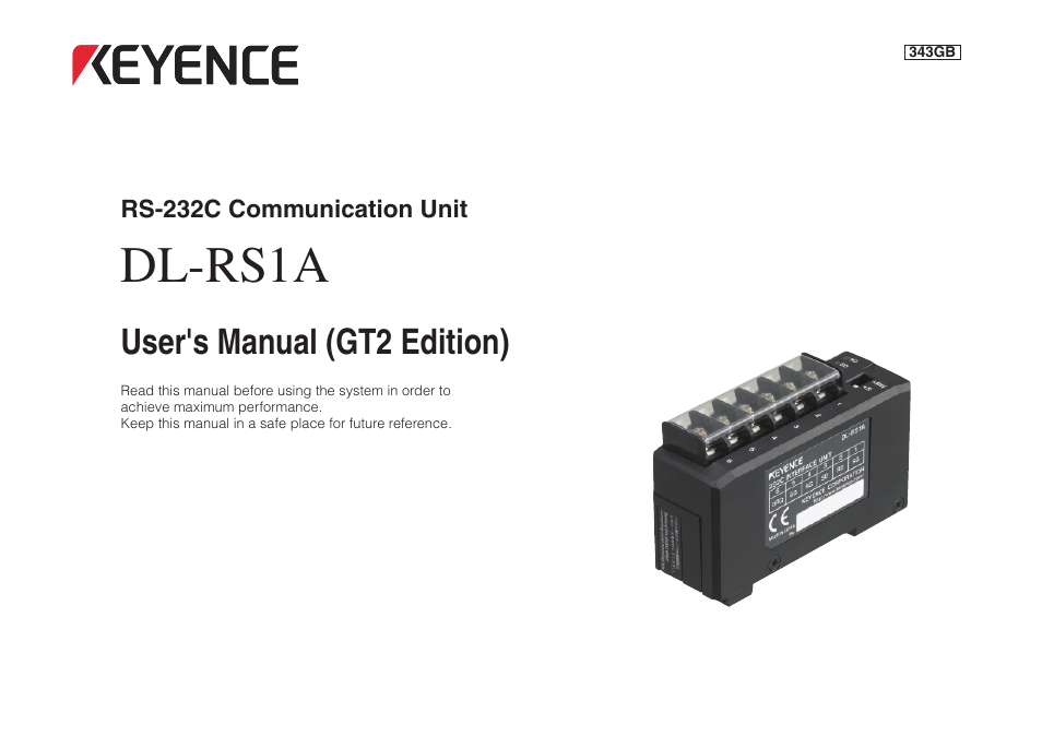 KEYENCE DL-RS1A User Manual | 24 pages