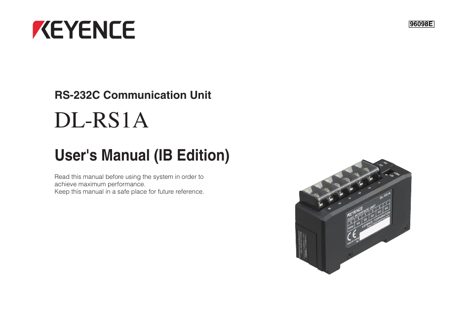 KEYENCE DL-RS1A/IB User Manual | 24 pages