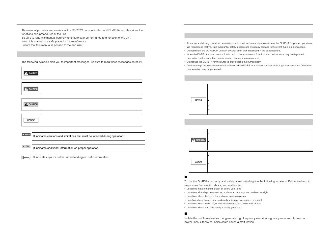 Introduction, Symbols, Safety precautions | General cautions, Handling errors, Operating precautions | KEYENCE DL-RS1A/IG User Manual | Page 2 / 28