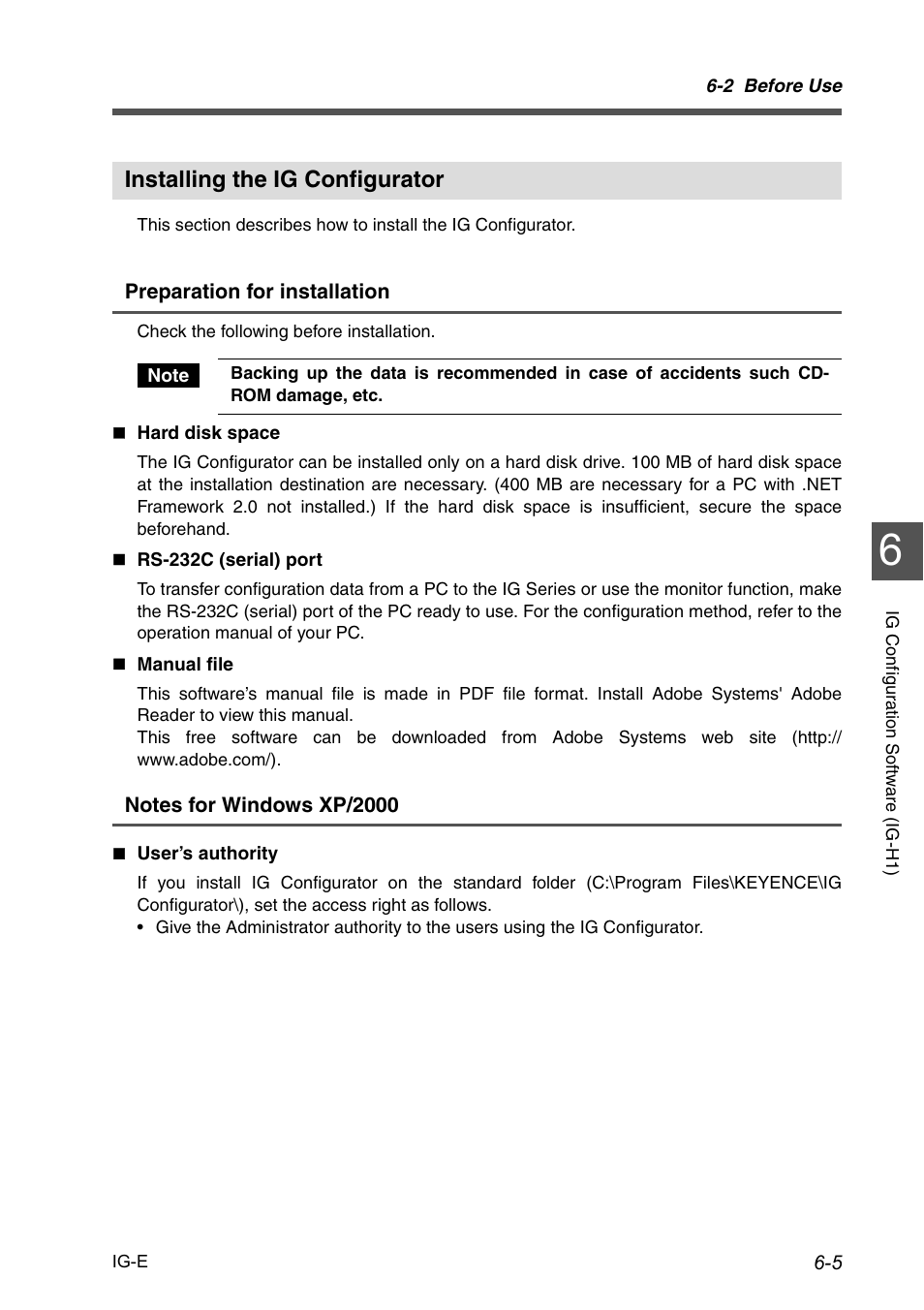 Installing the ig configurator, Installing the ig configurator -5 | KEYENCE IG Series User Manual | Page 127 / 164