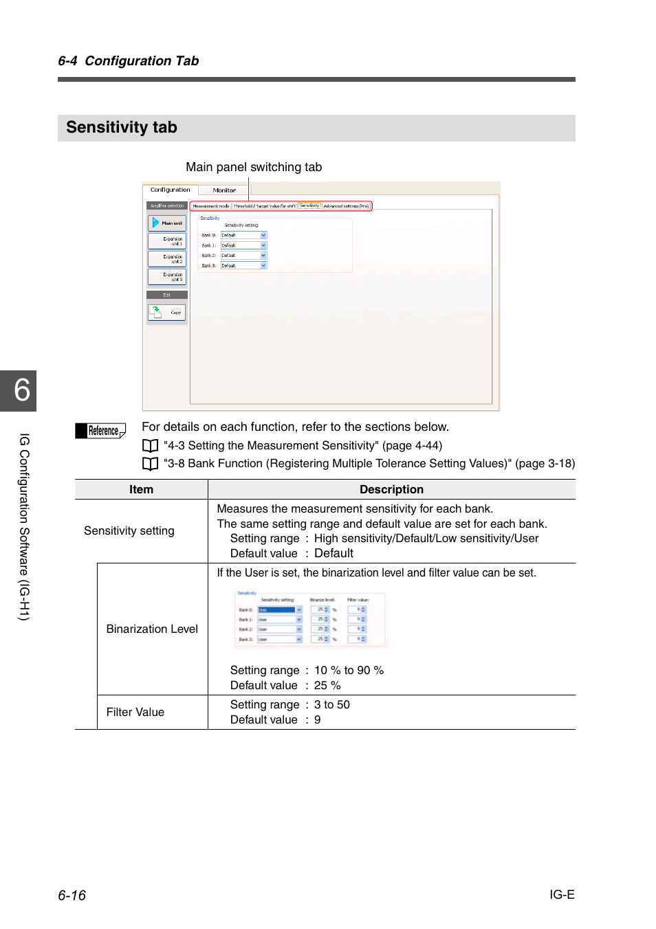 Sensitivity tab, Sensitivity tab -16 | KEYENCE IG Series User Manual | Page 138 / 164