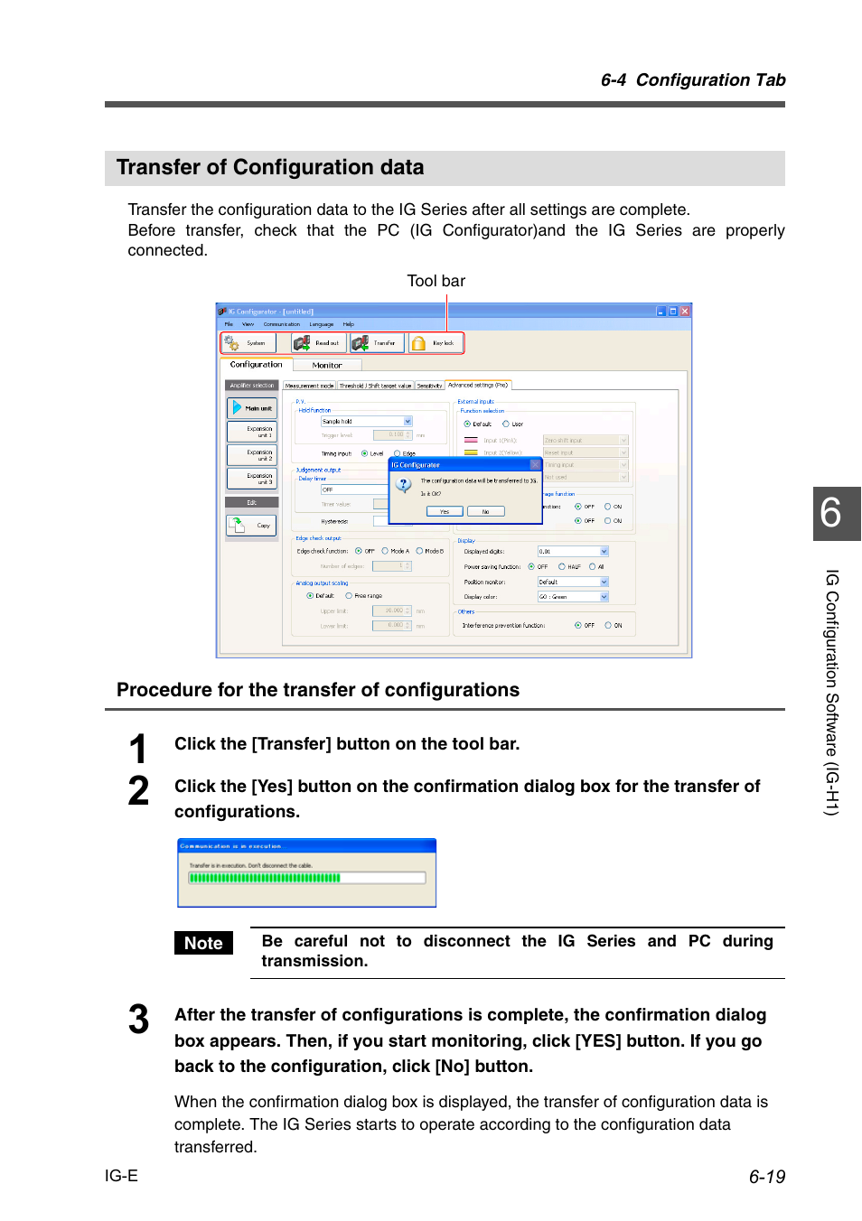 Transfer of configuration data, Transfer of configuration data -19 | KEYENCE IG Series User Manual | Page 141 / 164